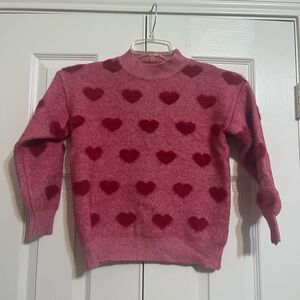 Charming Heart Patterned Pink Sweater